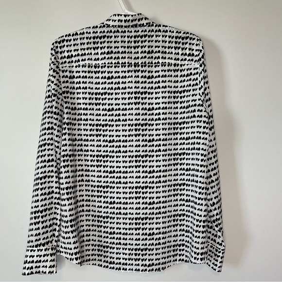 J Crew Heart Print Long Sleeve Blouse Size Medium - Picture 7 of 10